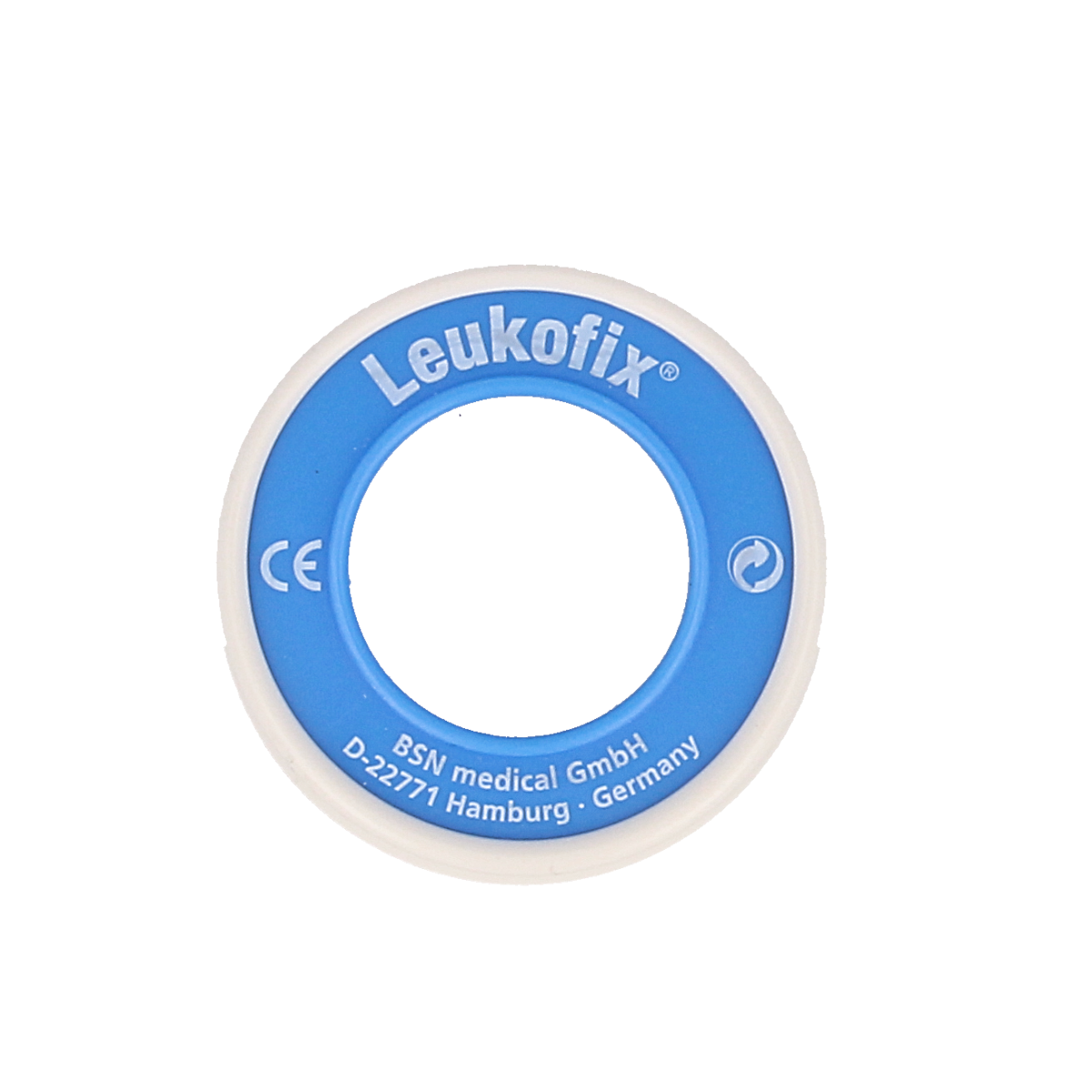 Leukofix Hechtpleister 5m x 2.5cm adhesive bandages, 1 pack, for wound care and skin protection.