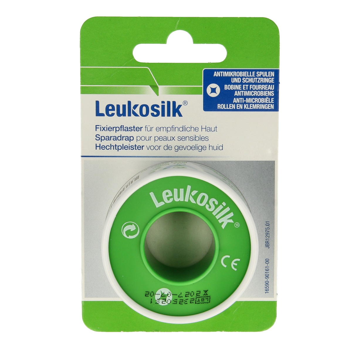 Leukosilk Hechtpleister eurolock 5m x 2.5cm, flexible adhesive bandage for wound protection, in a single pack.