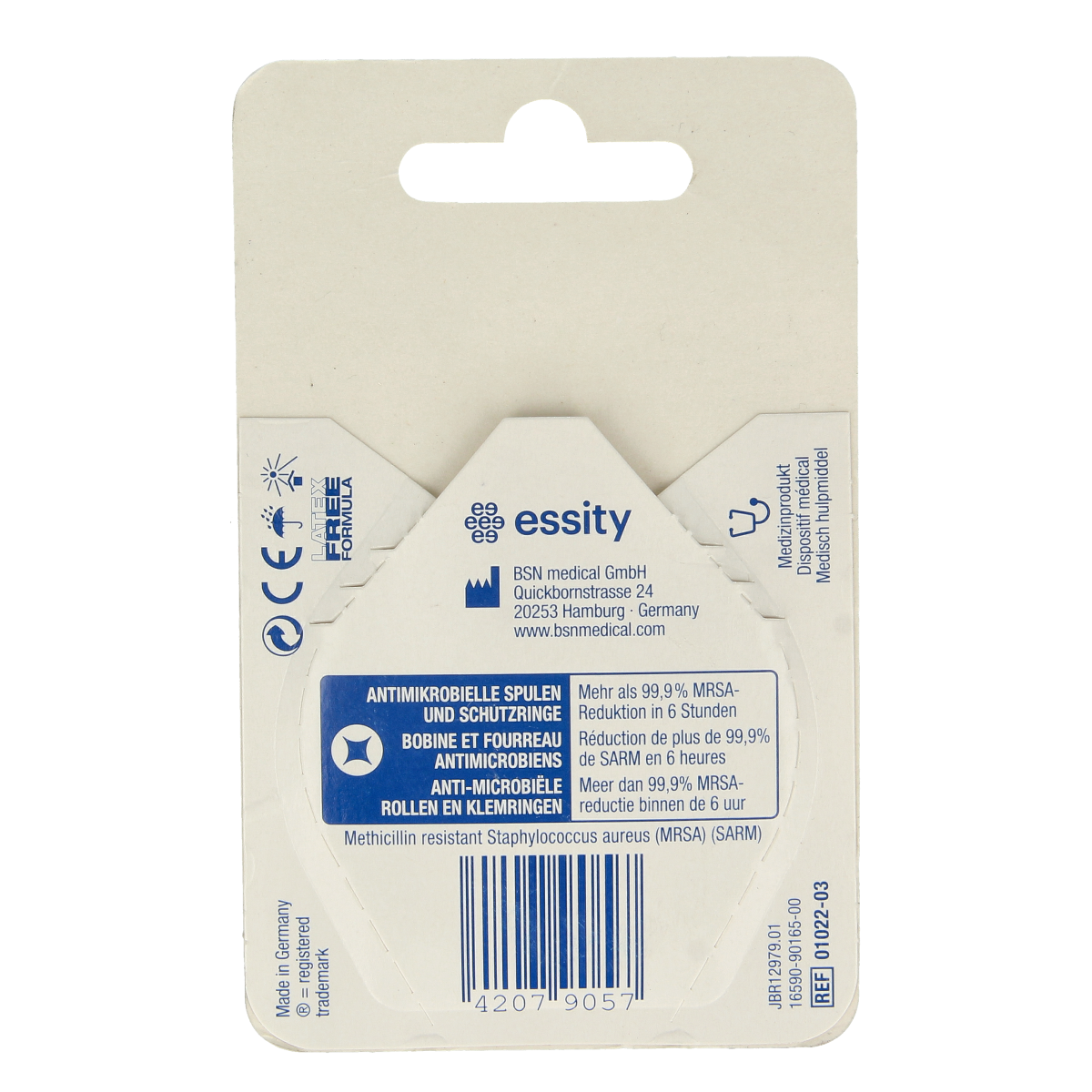 Leukosilk Hechtpleister Eurolock tape, 5m x 2.5cm, adhesive medical bandage for secure wound protection, single piece.