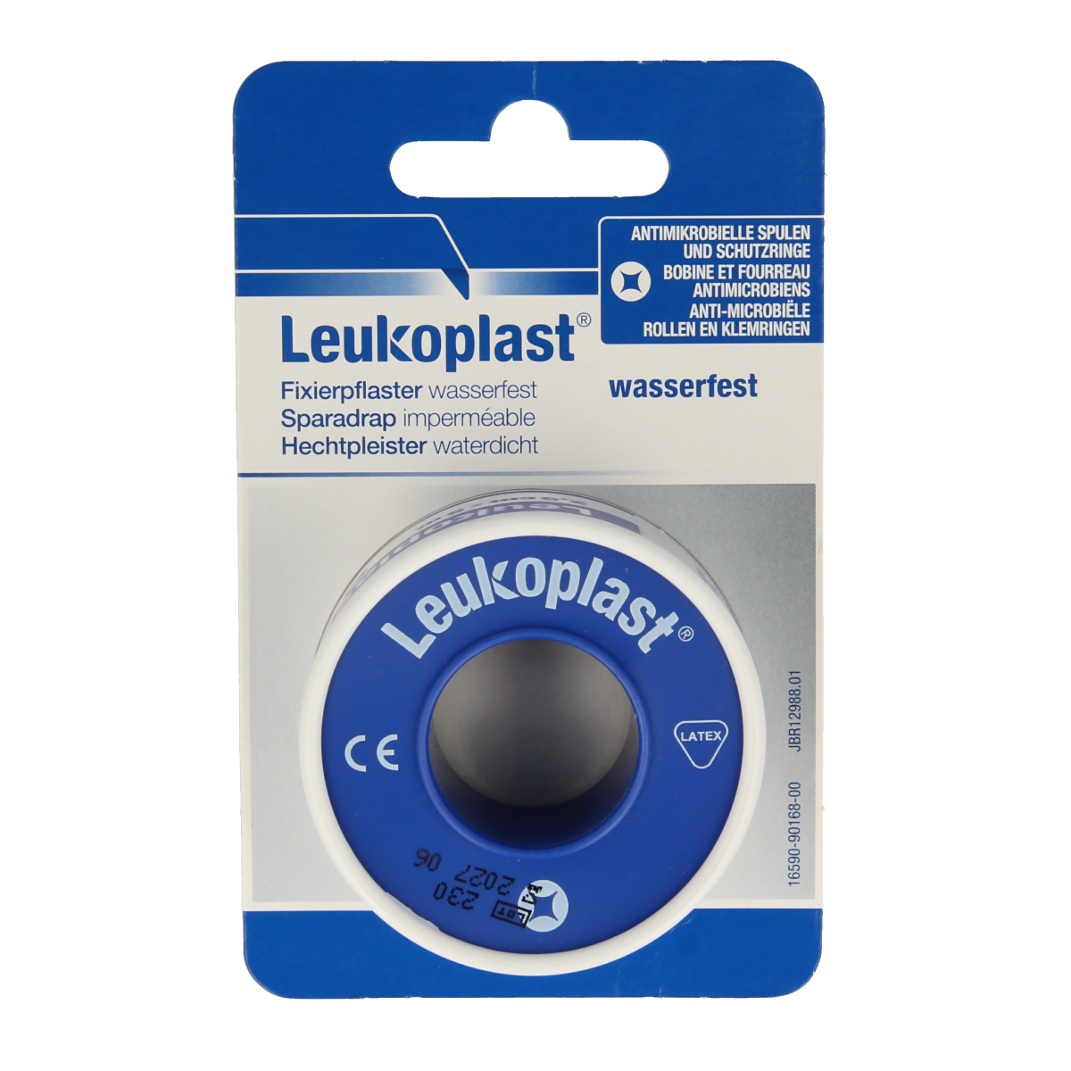 Leukoplast Hechtpleister Eurolock adhesive bandage, 5m x 2.5cm, showing the sterile plaster roll and packaging.