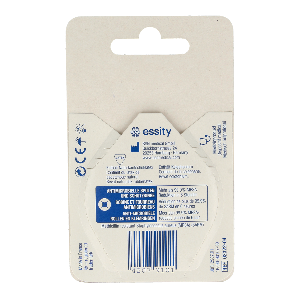 Leukoplast Hechtpleister Eurolock adhesive bandage, 5m x 2.5cm, shown on a white background, sterile medical tape for wound care.