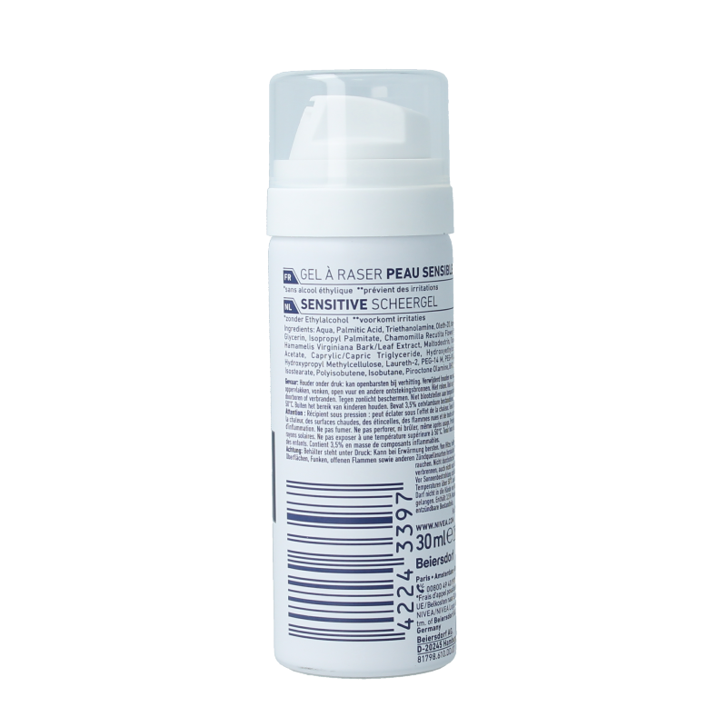 Nivea Men Sensitive shaving gel mini 30ml tube, suitable for gentle facial shaving, with soothing properties for sensitive skin