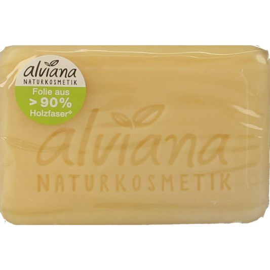 Alviana Citroengras soap bar, 100g, natural herbal soap with fresh lemon grass scent, showing the soap's textured surface.
