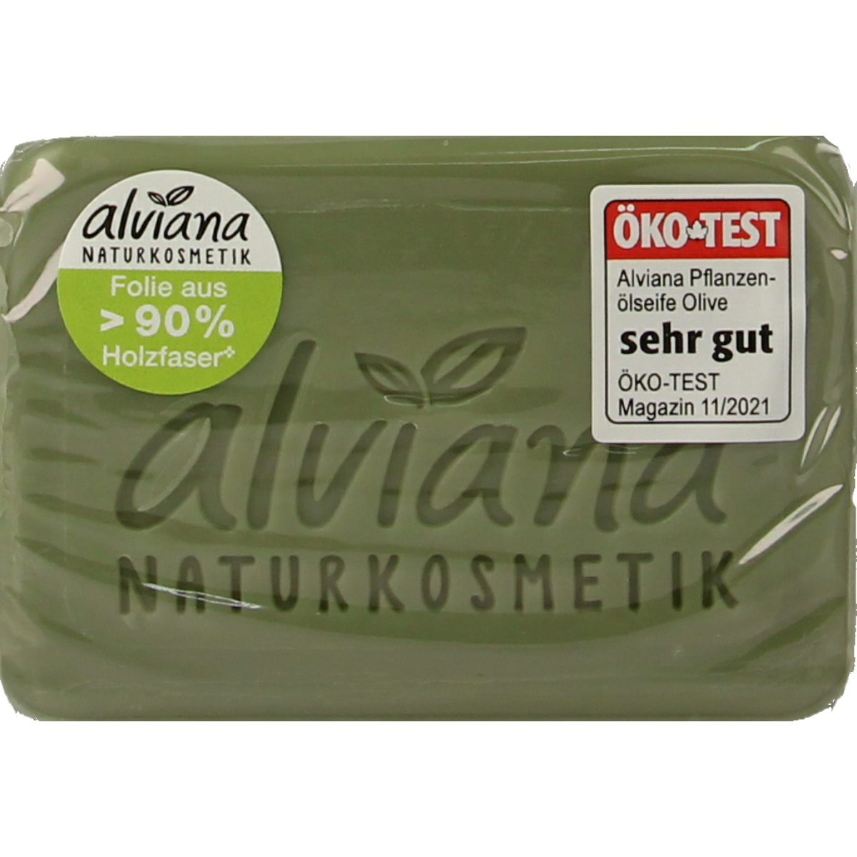 Alviana Olijfzeep soap bar, 100 grams, natural olive oil-based cleansing soap with a smooth texture.