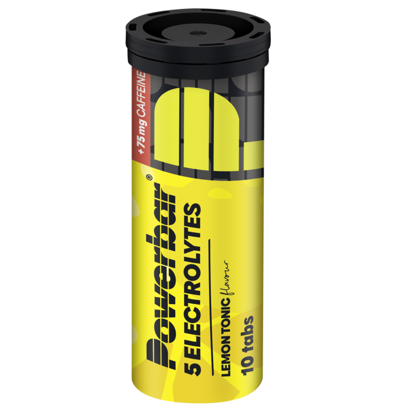 Powerbar Electrolyte Tabs Lemon Tonic Boost, 10 tablets, sports nutrition supplement for hydration and electrolyte replenishment.