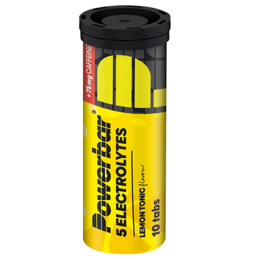Powerbar Electrolyte Tabs Lemon Tonic Boost, 10 tablets, sports nutrition supplement for hydration and electrolyte replenishment.