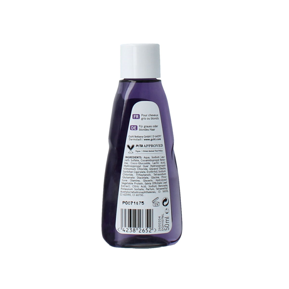 Guhl Zilverglans mini shampoo 50ml for hair care, featuring silver-gloss enhancing formula in a small bottle.