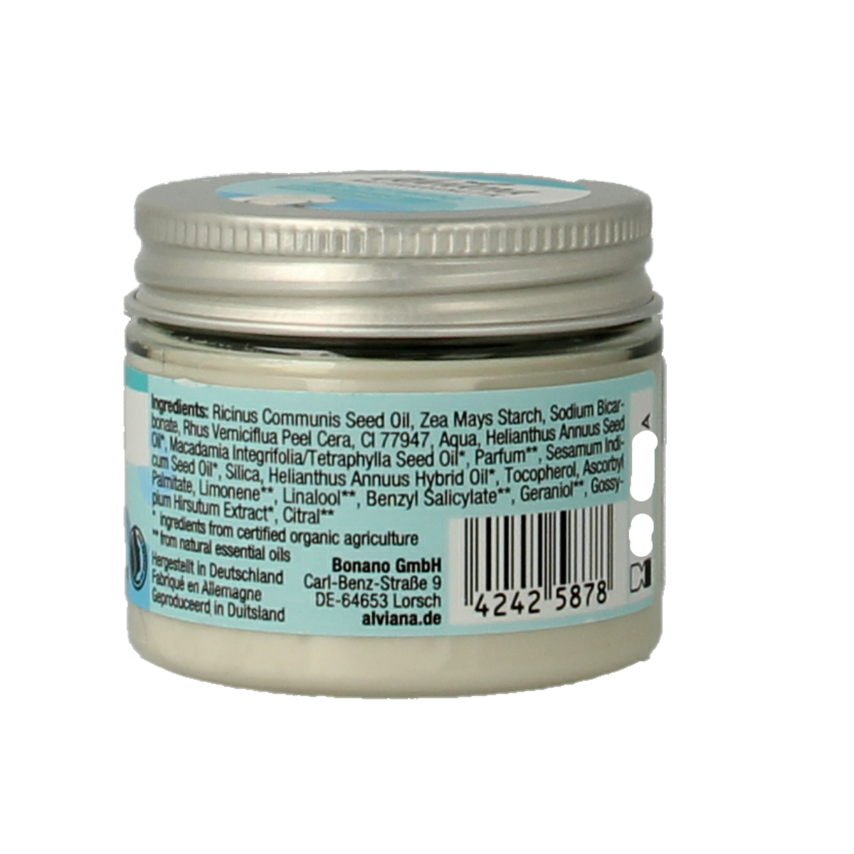 Alviana Deo Creme Katoen deodorant stick in 50ml with white packaging and cotton scent, designed for fresh, odor-free underarms.