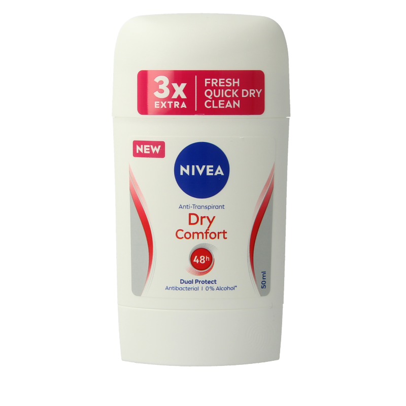 Nivea Dry Comfort Stick Deodorant for women in 50ml, featuring a smooth, white deodorant stick with Nivea branding.