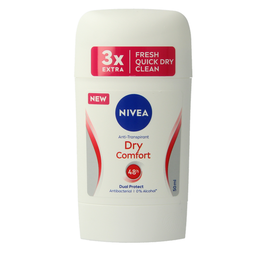 Nivea Dry Comfort Stick Deodorant for women in 50ml, featuring a smooth, white deodorant stick with Nivea branding.