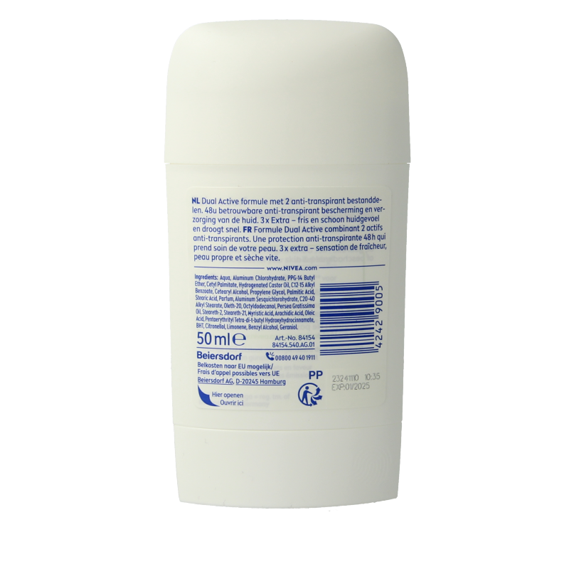 Nivea Dry Comfort Stick deodorant for women, 50ml, with smooth white stick and blue cap, designed for everyday freshness