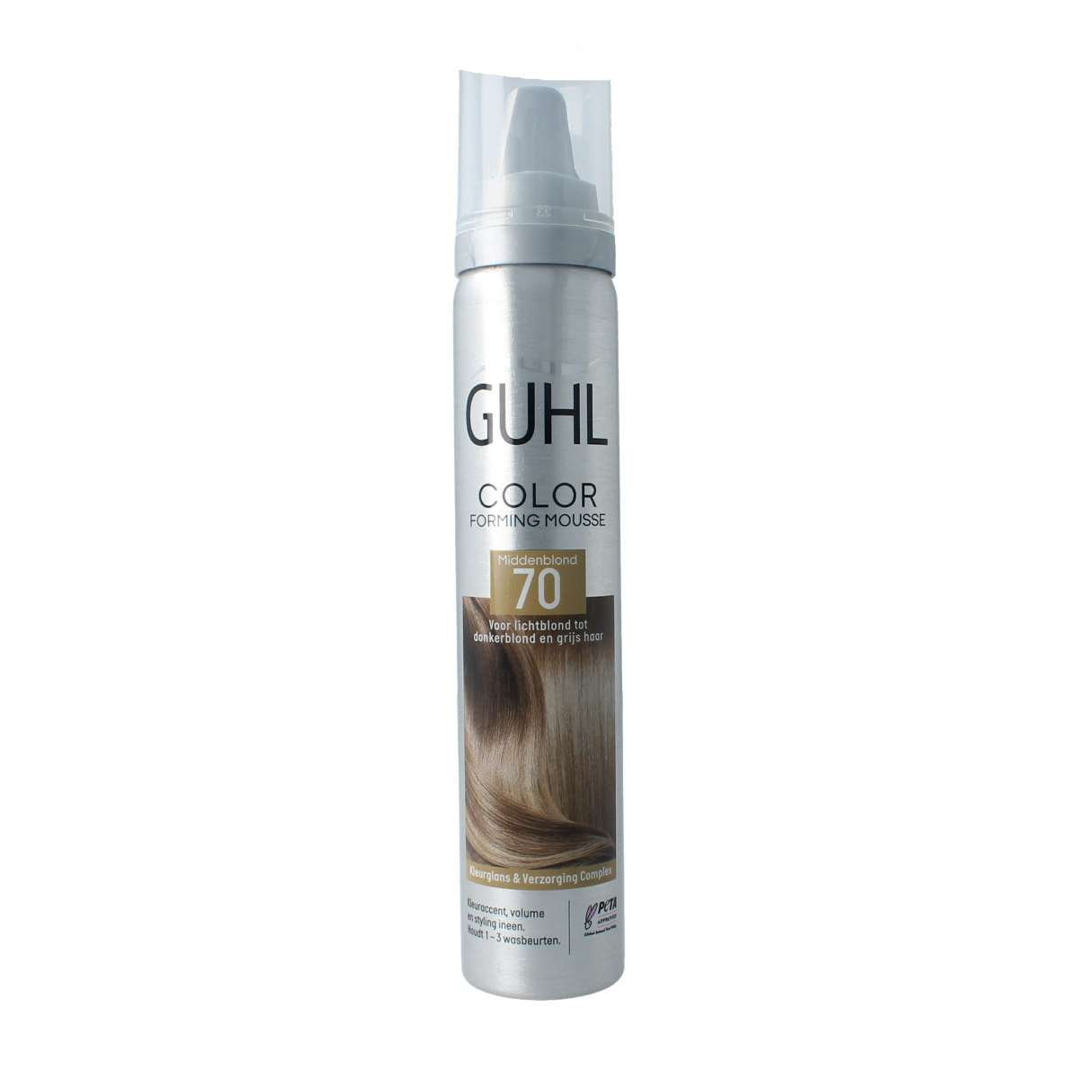 Guhl Color Form Mousse 70 Blond hair coloring foam bottle, 100ml, with blonde hair shade and packaging visible.