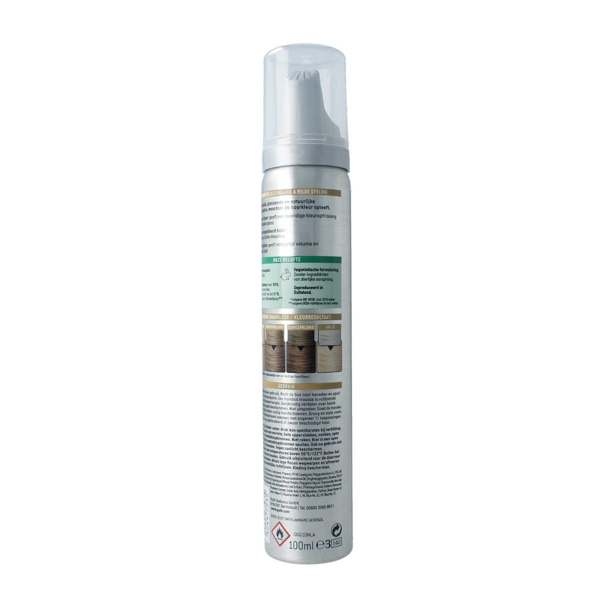 Guhl Color Form Mousse 70 Blond hair coloring foam in 100ml bottle, showcasing the light blond shade and application foam.