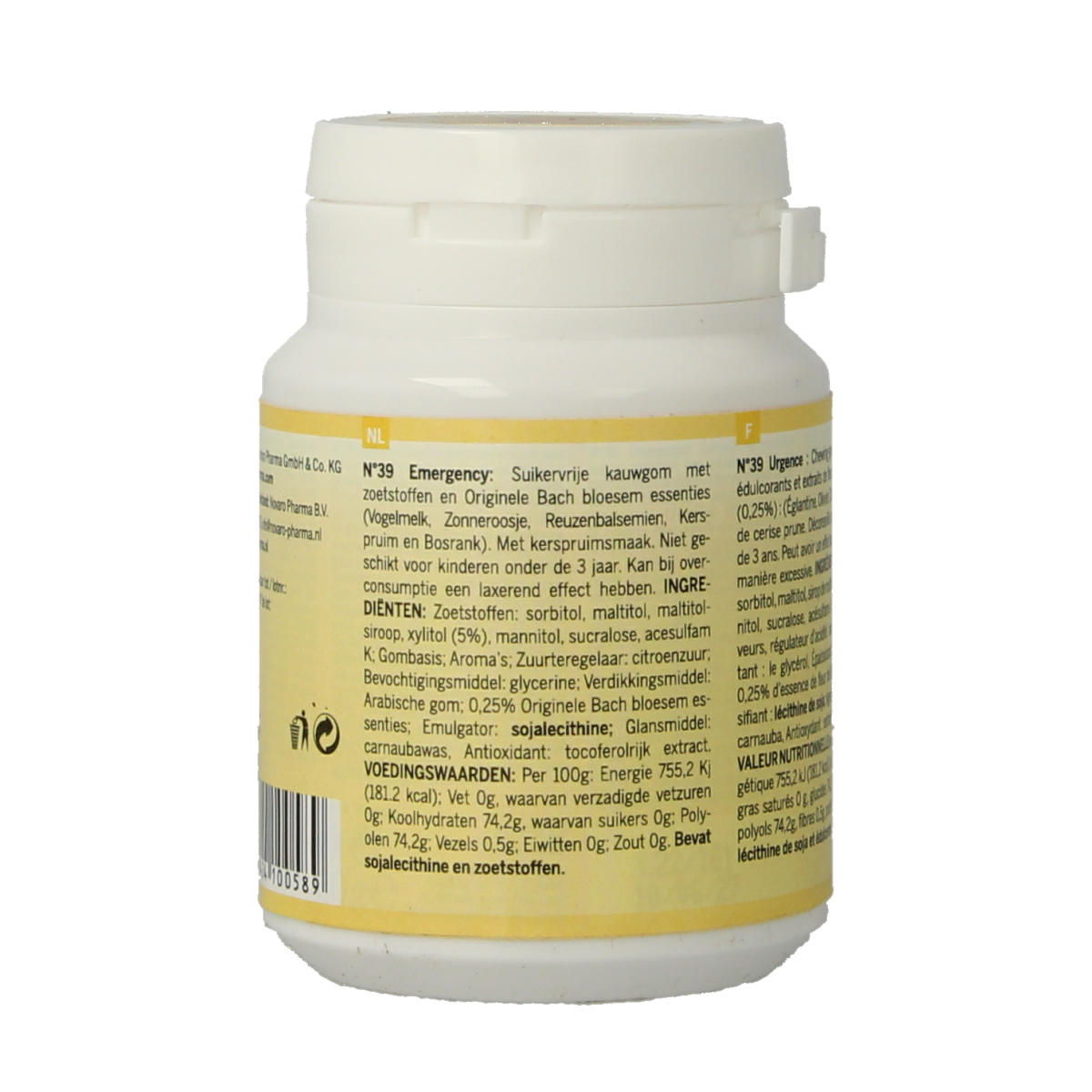 Bach Bloesem kauwgom nr. 39 rust en ontspanning snack, 40 pieces, natural flavor, soothing chewing gum from Bach Bloesem brand