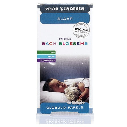 Bach Bloesem Kruidenpreparaat met bloesemparels voor kinderen, 20 gram, biologische slaapondersteuning, zichtbaar in de afbeelding.