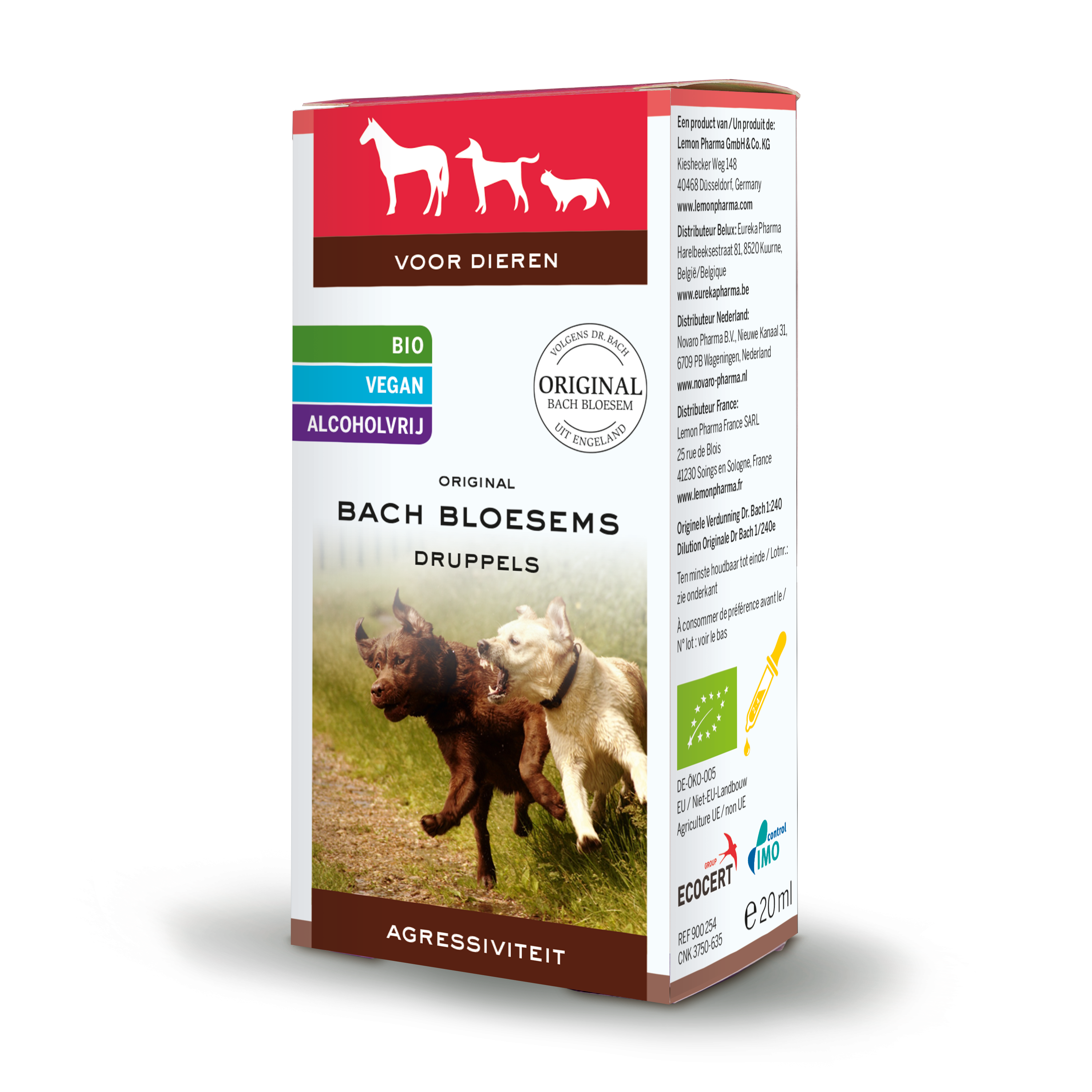 Bach Bloesem Bloesem Dier Voedingssupplement, 20ml, natural remedy for animal aggressiveness, in a small dropper bottle