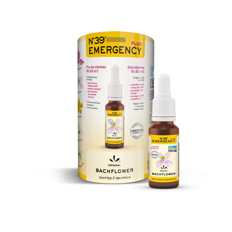 Bach Bloesem Nr. 39 Emergency Plus drops in a 20ml bottle, herbal remedy from Bach Bloesem kruidenpreparaten line.