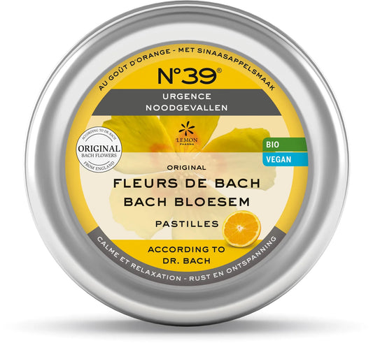 Lemonpharma Bach Pastille noodgeval bio herbal remedy in 45g package, natural kruidpreparaat for soothing relief.