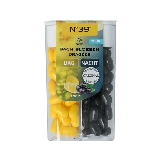 Lemonpharma Bach Bach Bloesem Dragees nr. 39, herbal supplement for day and night, 44g, with botanical ingredients.