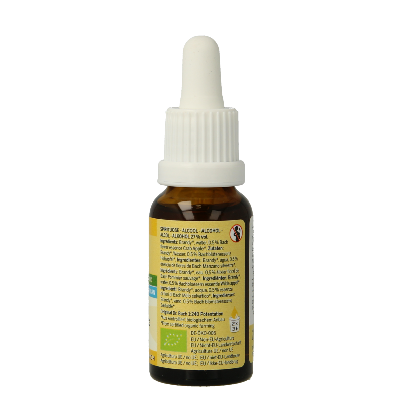 Bach Bloesem Crab Apple Bach Bloesemremedies herbal preparation in 20ml bottle, natural herbal remedy for cleansing and purification.