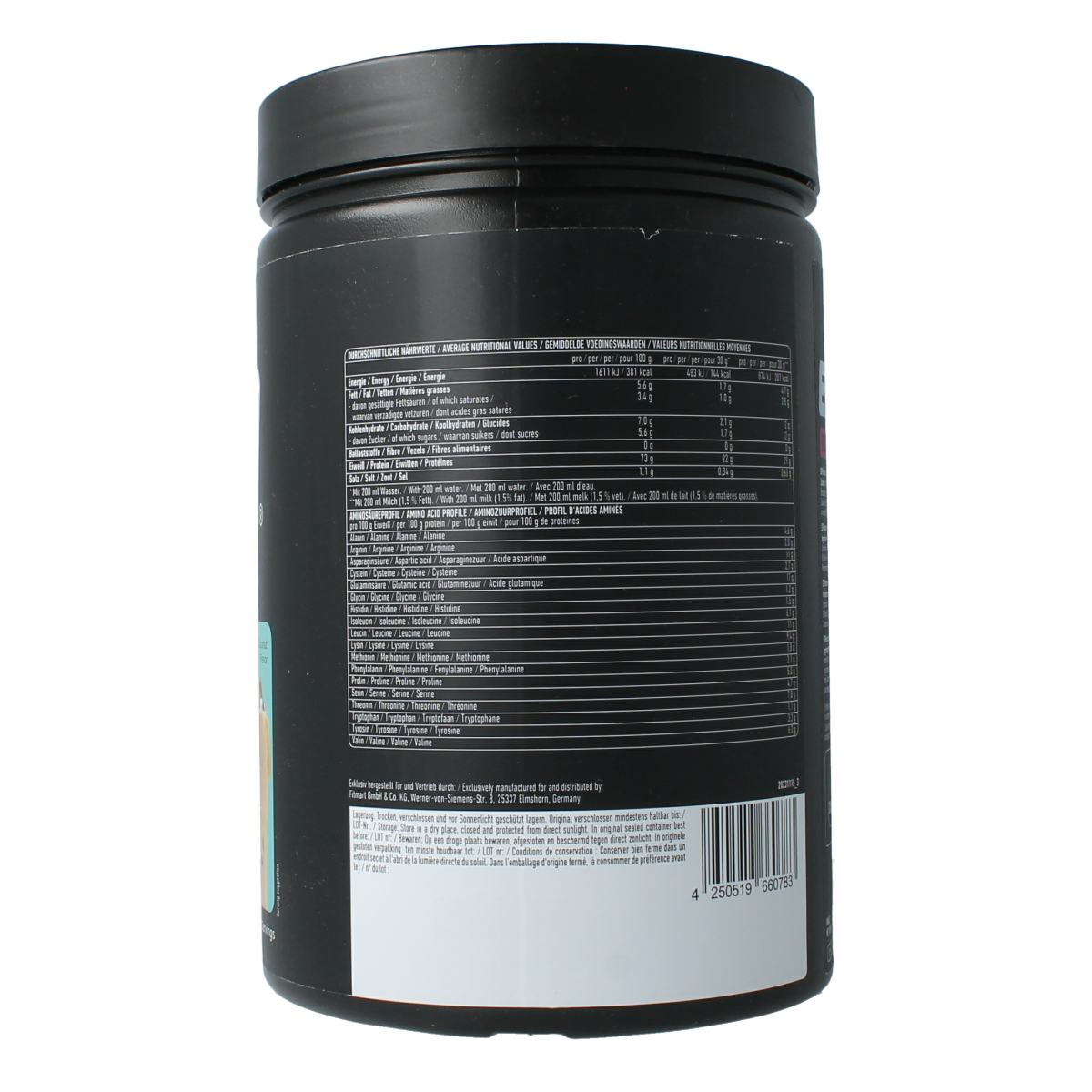 ESN Designer Whey almond coconut aminozuren supplement container, 908g, with label featuring product details and branding.
