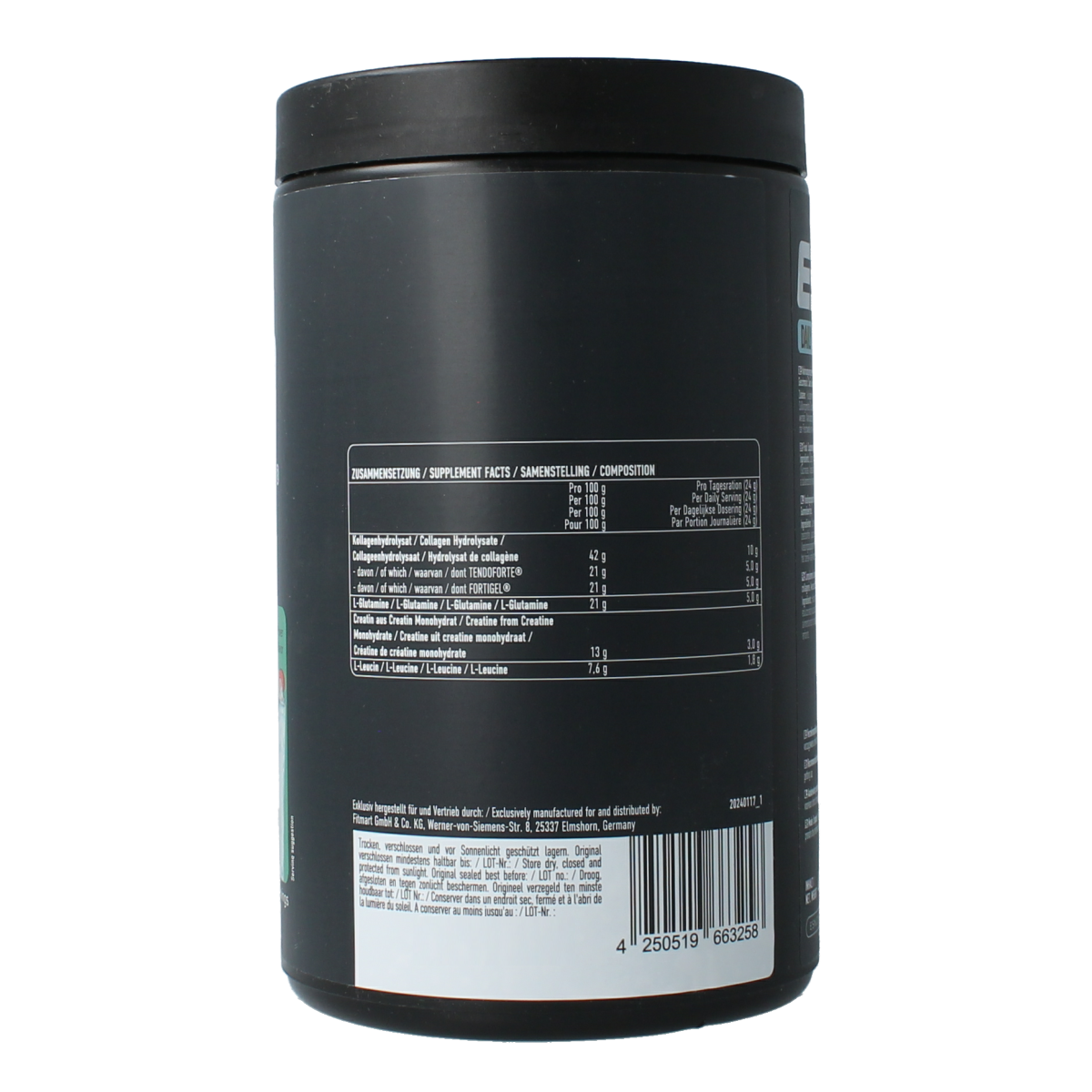 ESN Daily Sour Power amino acids supplement in 480g container, featuring colorful sour-flavored powder packaging.