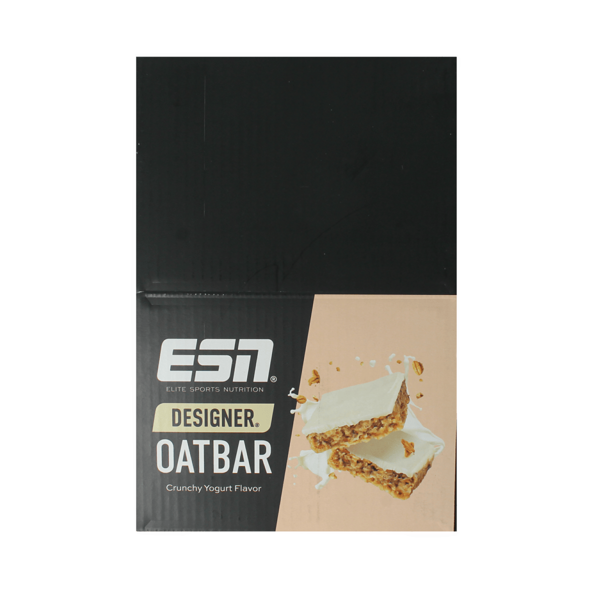 Crunchy ESN Oat Bar with Yoghurt flavor, 100g, pack of 12, ideal sportvoeding snack with a crunchy texture and creamy yoghurt taste.