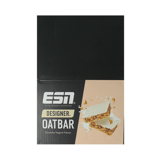 Crunchy ESN Oat Bar with Yoghurt flavor, 100g, pack of 12, ideal sportvoeding snack with a crunchy texture and creamy yoghurt taste.