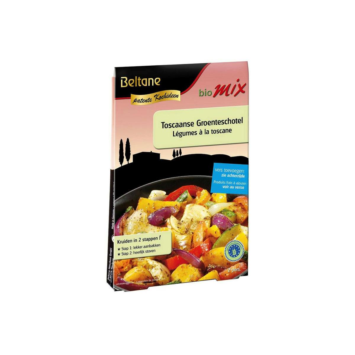 Beltane Toscaanse groenteschotel kruiden bio in 19g packet, organic seasoning mix with herbs, salt, and spices for vegetable dishes
