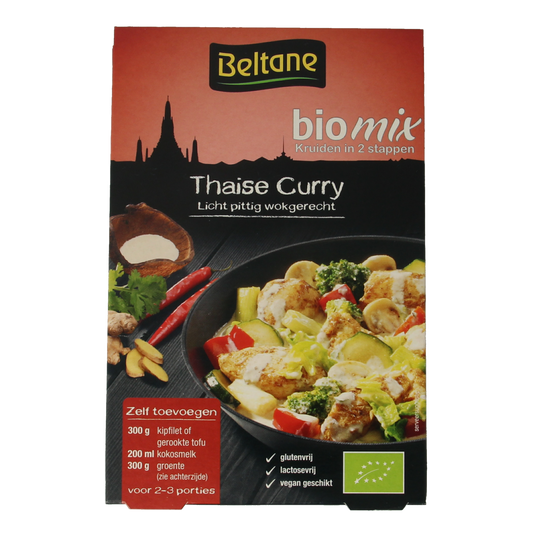 Beltane Thai curry mix bio 20.90g, herbal seasoning blend for authentic Thai dishes, shown in the product image.