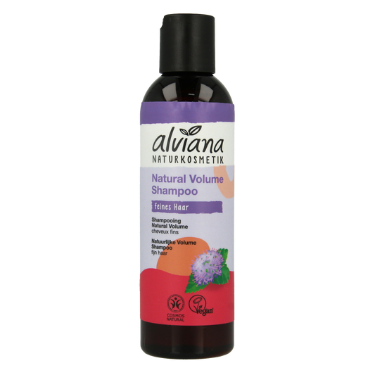 Alviana volume shampoo in 200ml bottle, a hair care product for adding volume and thickness to hair.