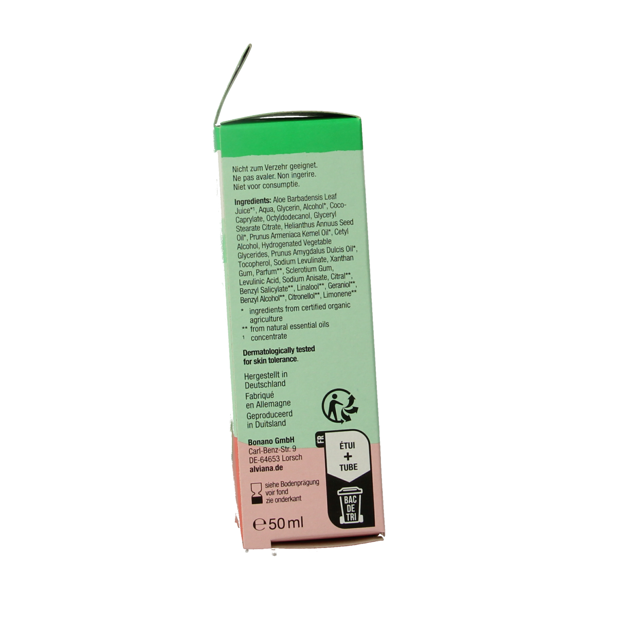 Alviana All Day Aloe Creme Fluid in 50ml bottle, facial skincare product with aloe vera for hydration and soothing skin.