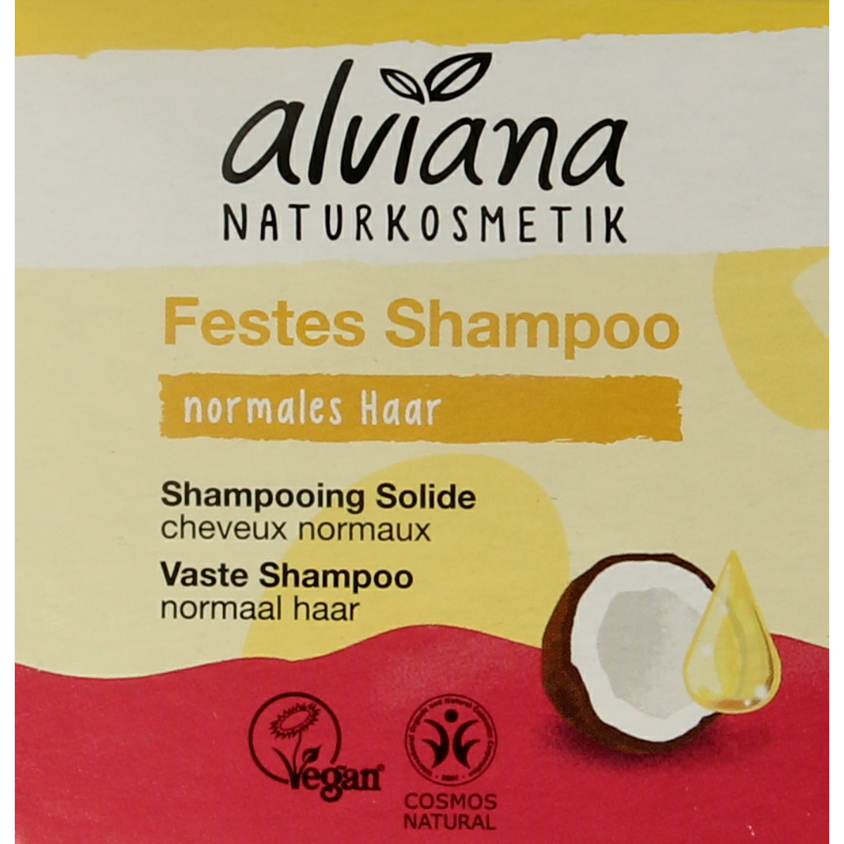 Alviana normal hair shampoo bar in 60g, natural hair care product with a sleek solid soap form and packaging.