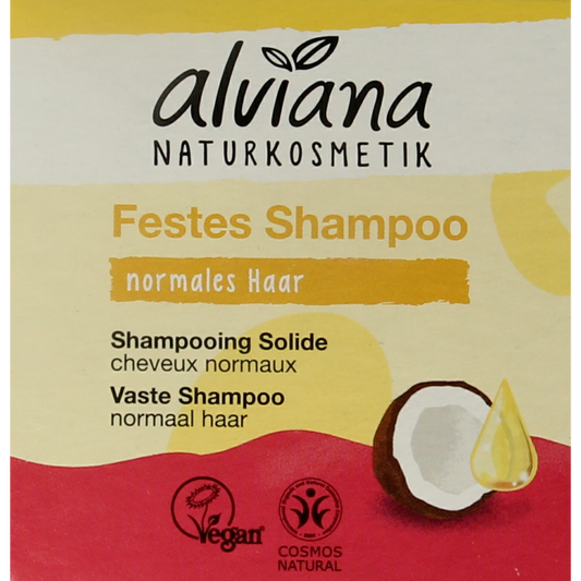 Alviana normal hair shampoo bar in 60g, natural hair care product with a sleek solid soap form and packaging.