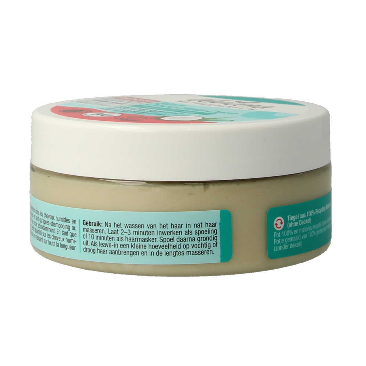 Alviana 3-in-1 coconut oil hair mask in a 150ml jar, nourishing hair care product with natural ingredients.