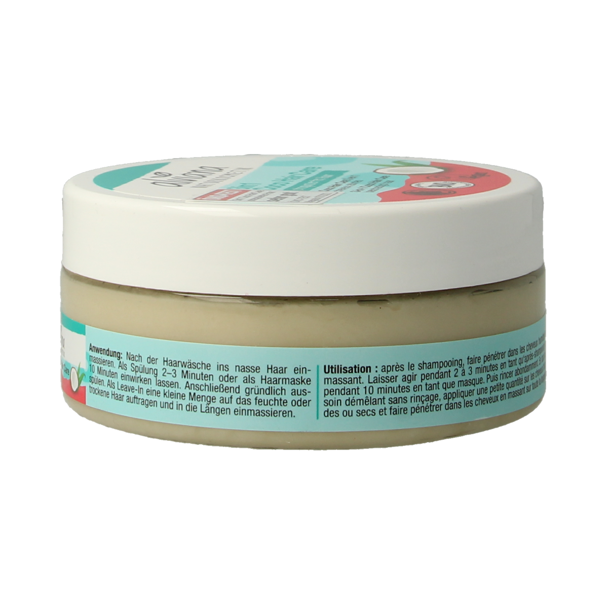 Alviana 3-in-1 coconut oil hair mask in a 150ml jar, designed for nourishing and repairing hair with natural ingredients.