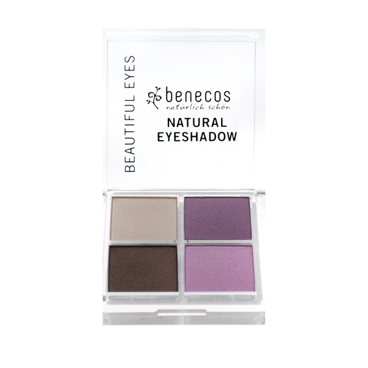 Benecos natural beauty Eyeshadow Quattro set featuring four eyeshadow shades in a neutral makeup palette.