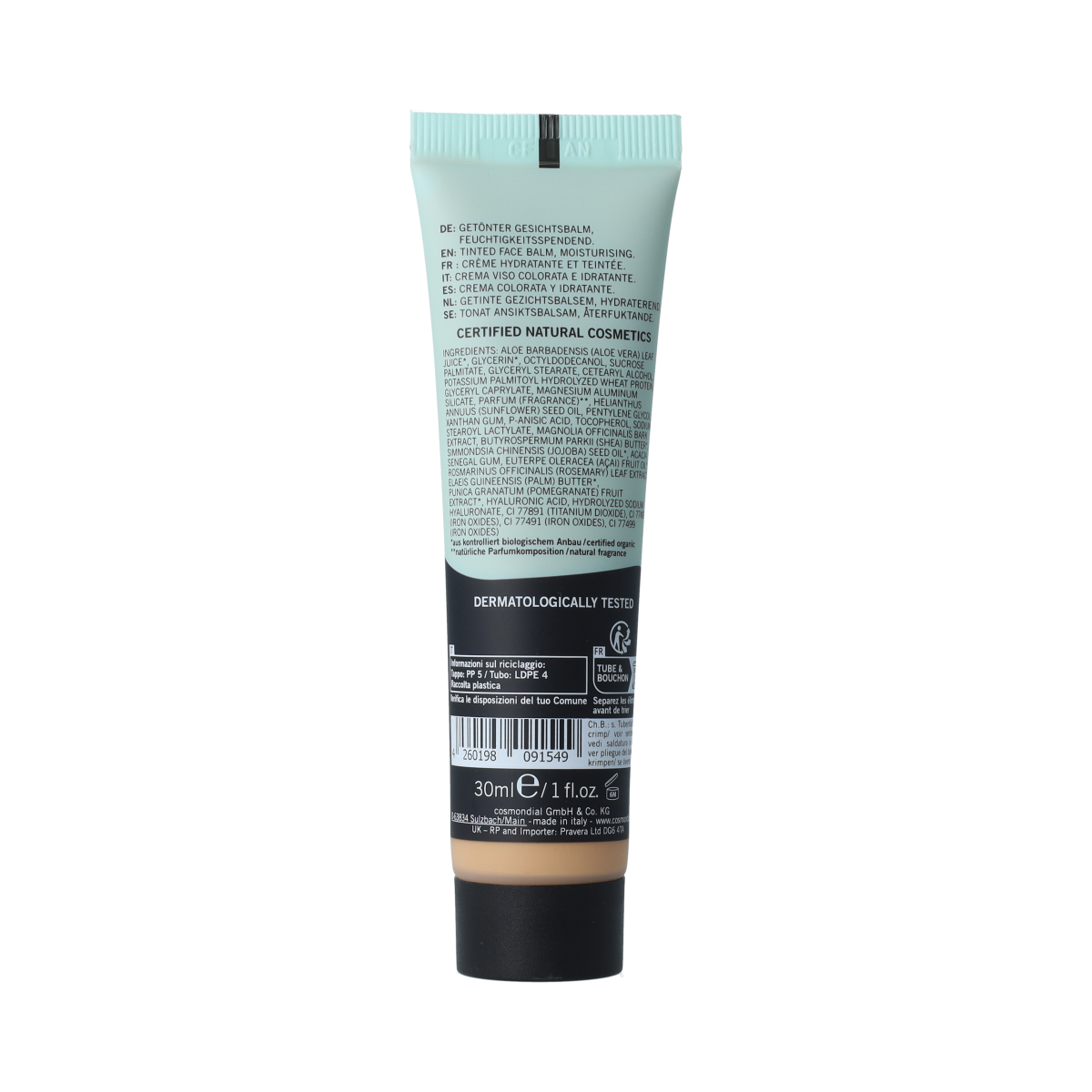 Benecos Natural Beauty BB Cream beige 8-in-1 make-up in 30ml tube, lightweight, natural finish, suitable for all skin types.