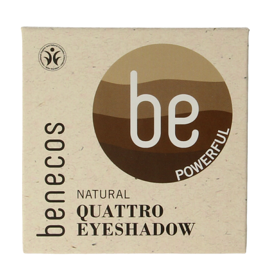 Benecos natural beauty coffee eyeshadow quads, makeup set with four shades in neutral tones, perfect for natural eye looks.