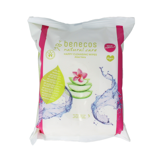 Benecos natural beauty vegan facial cleansing wipes, 25 pack, gentle skincare for fresh, clean skin in a resealable pouch.