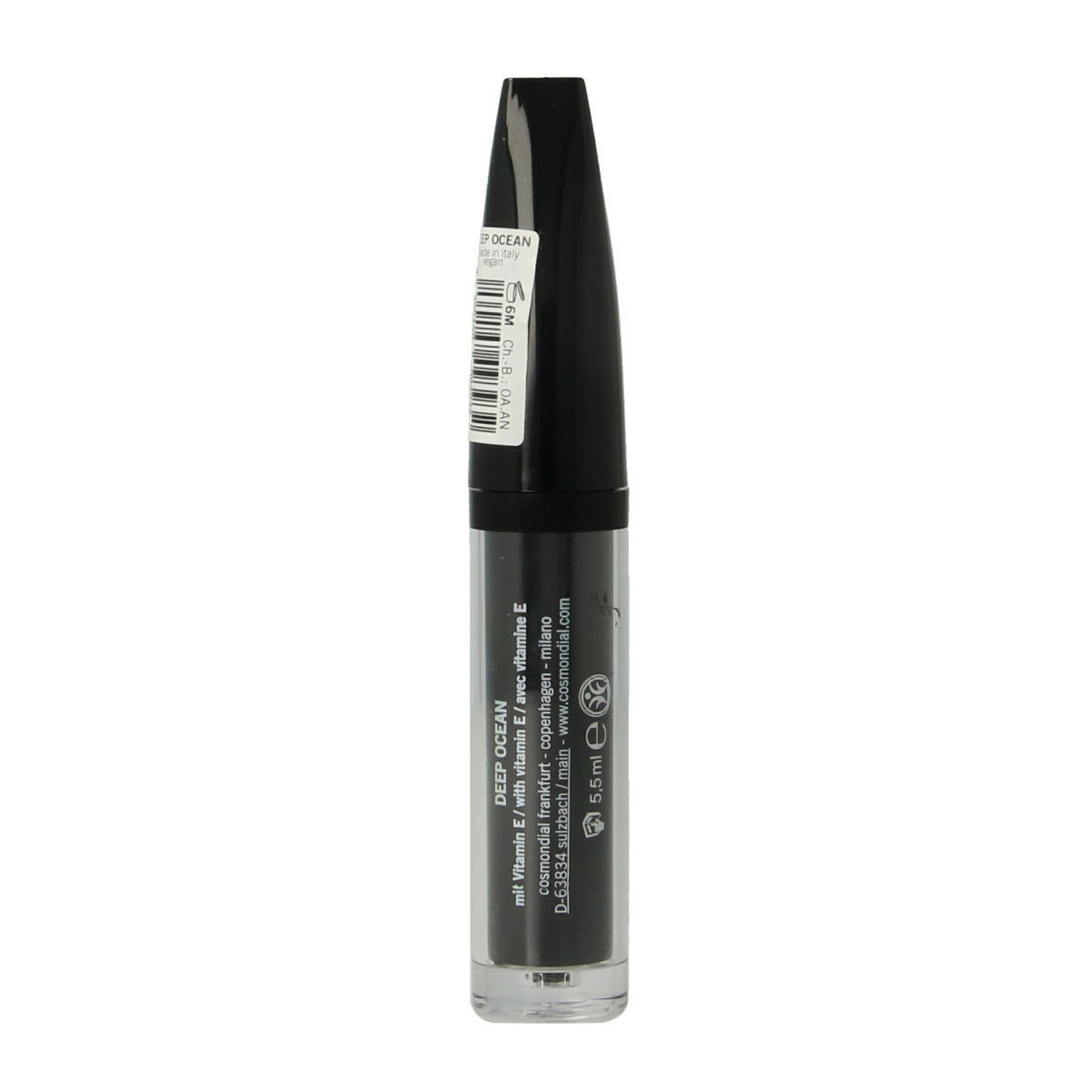 Benecos Natural Beauty mascara in deep ocean shade, 5.5ml tube, with a brush applicator for enhancing lashes.