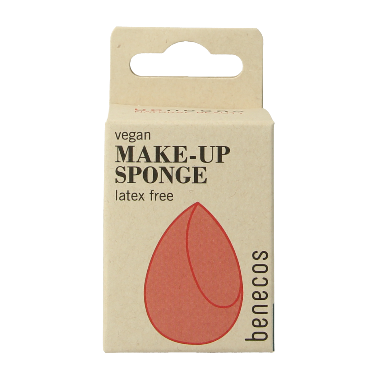 Benecos Natural Beauty make-up sponge, soft and rounded, used for applying foundation and concealer smoothly.