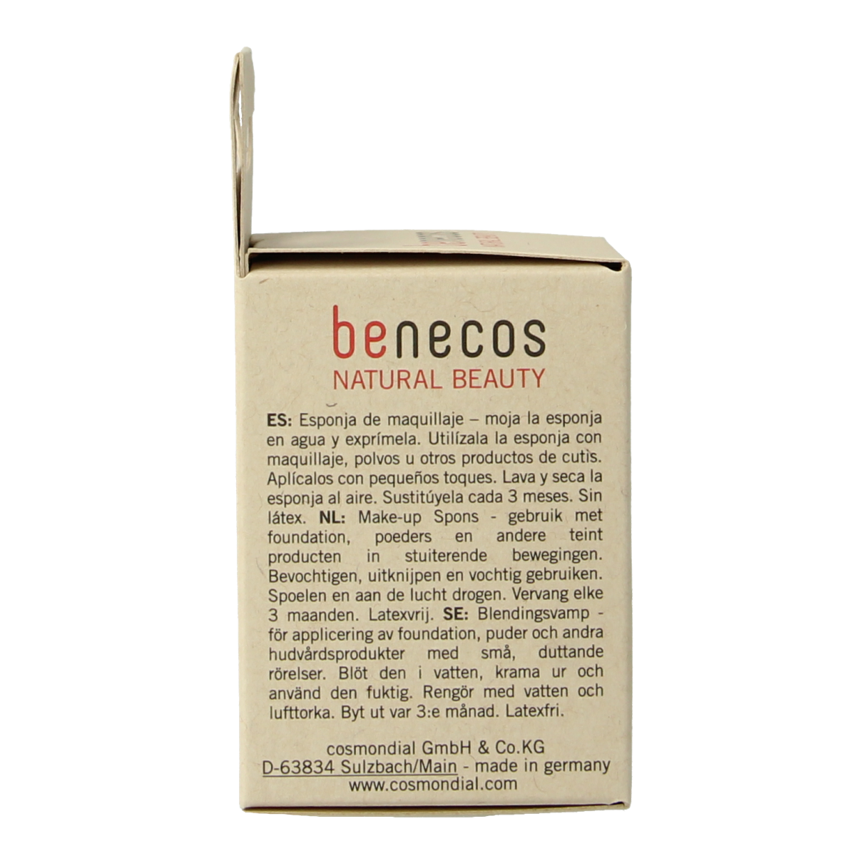 Benecos Natural Beauty makeup sponge for applying foundation and concealer, soft and flexible beauty tool.