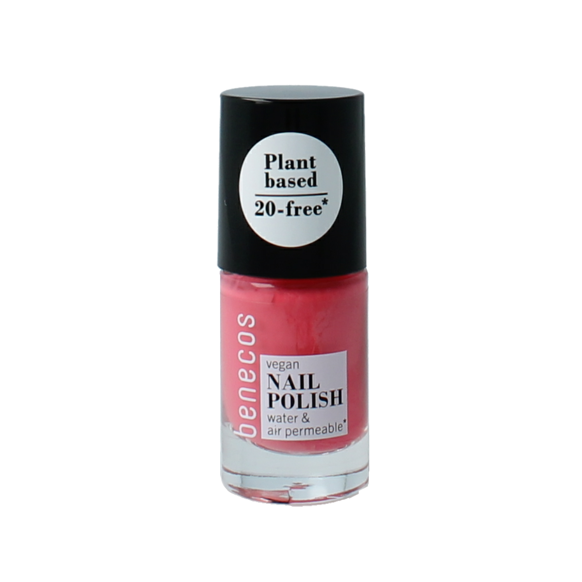 Benecos Natural Beauty vegan nail polish in peach sorbet color, 20-free, plant-based formula, 5ml bottle, make-up product.