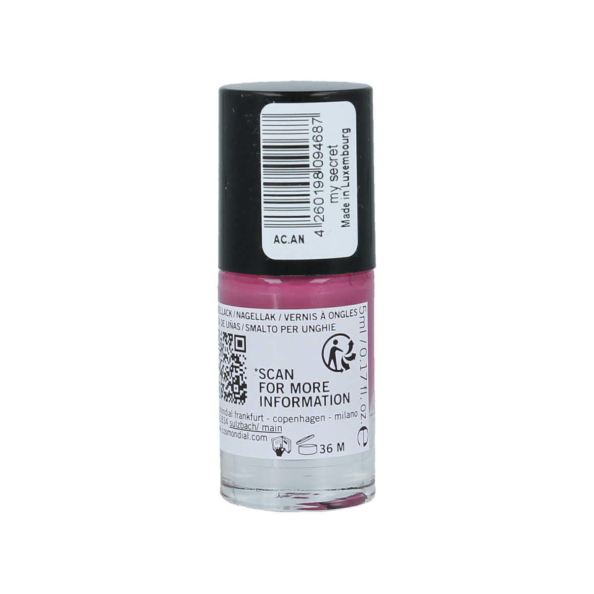 Benecos natural beauty vegan nail polish in my secret color, 20-free plant-based formula, 5ml bottle, make-up product image