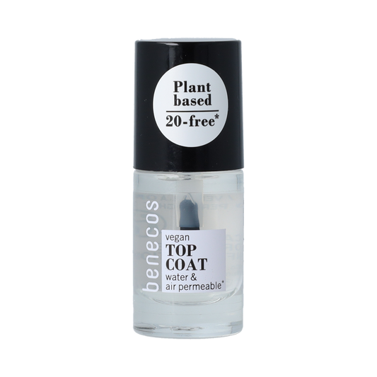 Benecos Natural Beauty vegan nail polish in crystal, 20-free, plant-based formula, 5ml bottle, make-up product with colorful glossy finish.