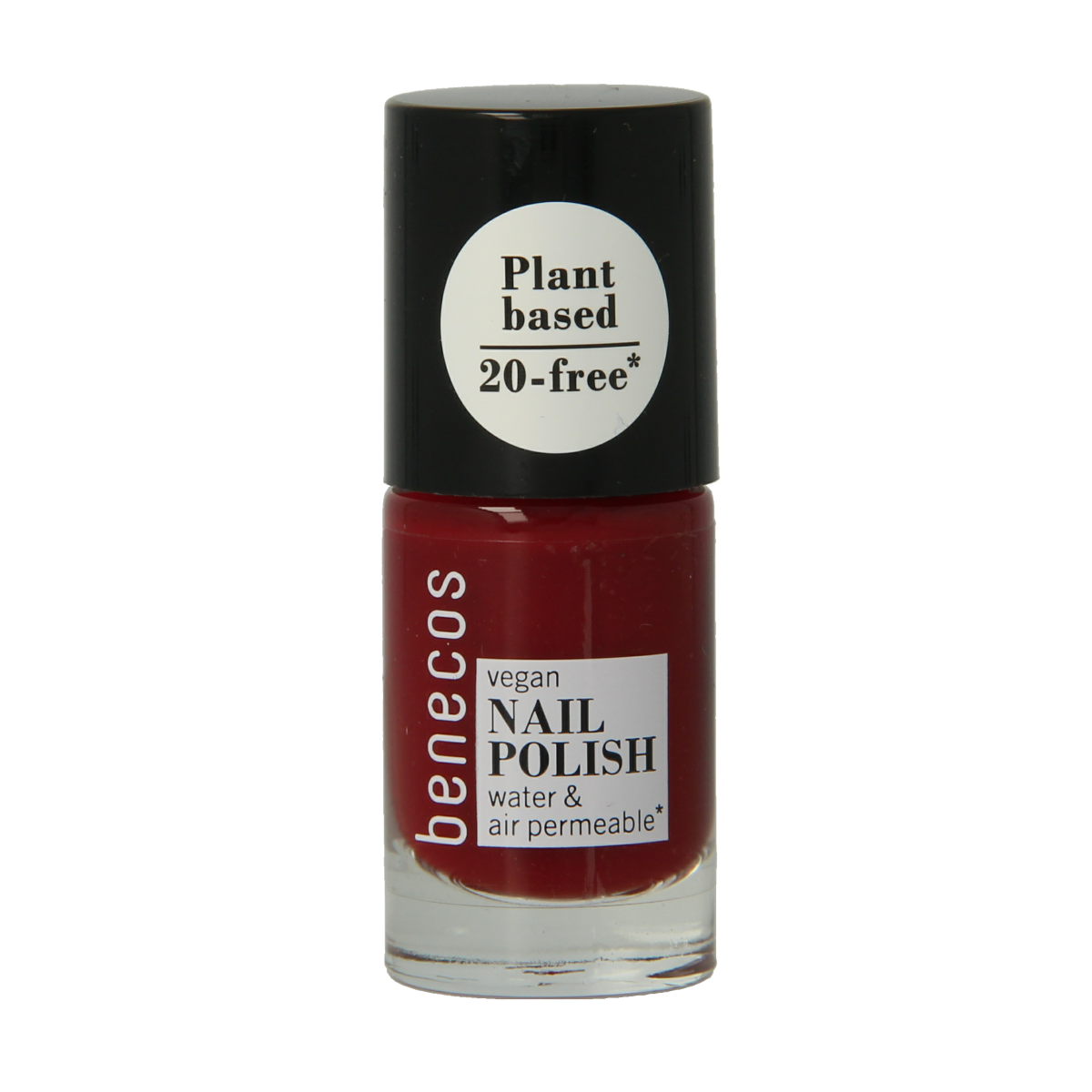 Benecos Natural Beauty vegan cherry red nail polish in 20-free, plant-based formula, 5ml bottle for make-up and nail care.