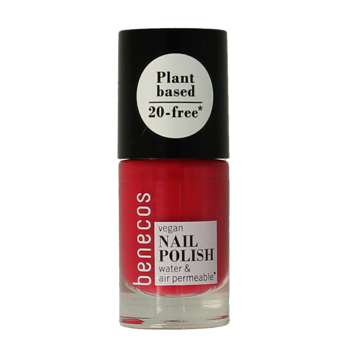 Benecos Natural Beauty vegan nail polish in hot summer shade, 20-free, plant-based formula, 5ml bottle, make-up product