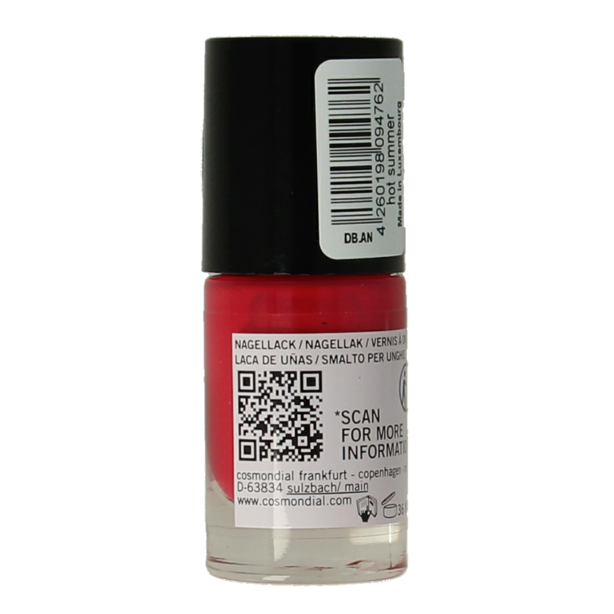 Benecos natural beauty vegan nail polish in bright summer color, 20-free plant-based formula, 5ml make-up product