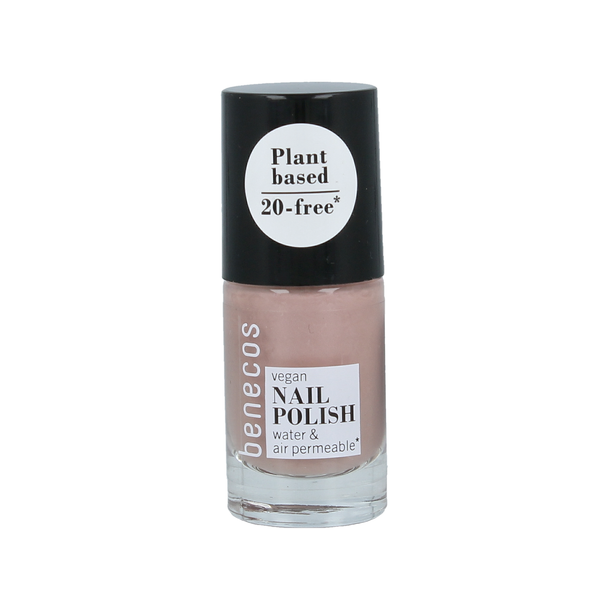 Benecos Natural Beauty vegan nail polish You-nique, 20-free plant-based makeup in a 5ml bottle, displayed with a colorful manicure